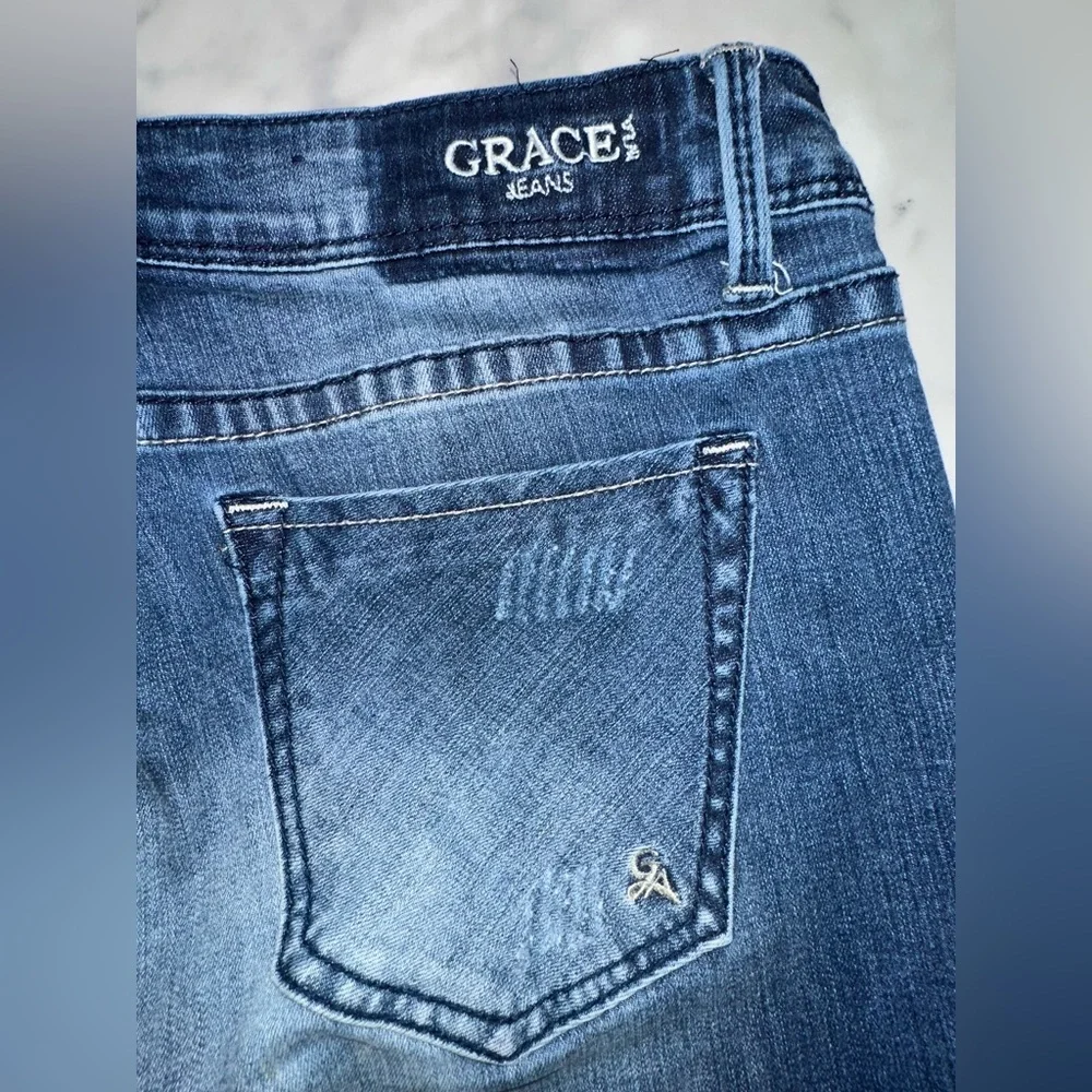 Grace Dark Blue Distressed Skinny Jeans